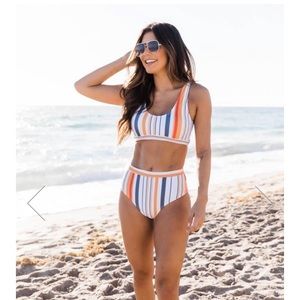 Pink Lilly brightest days striped bikini set.